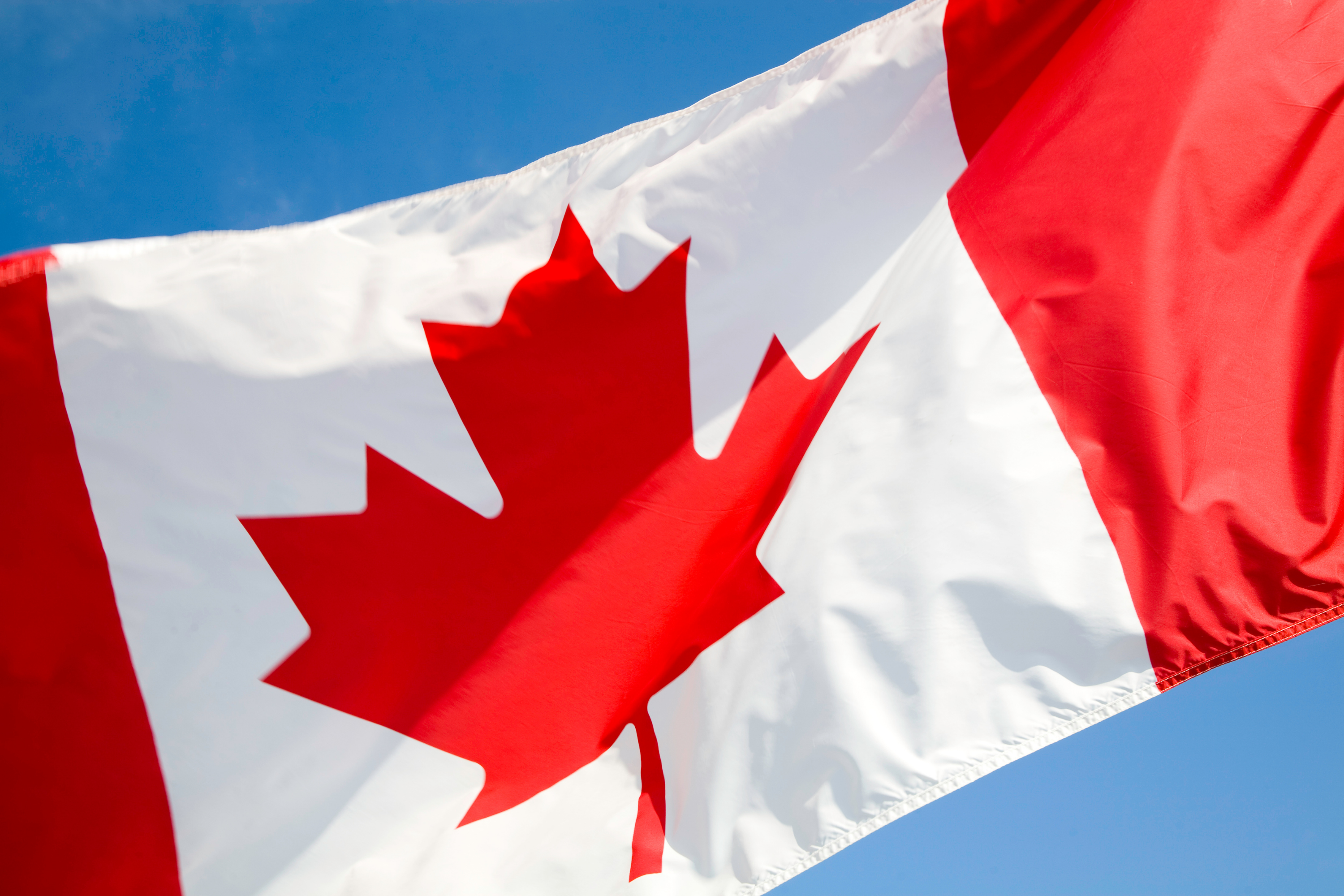 Canadian Flag, blue sky